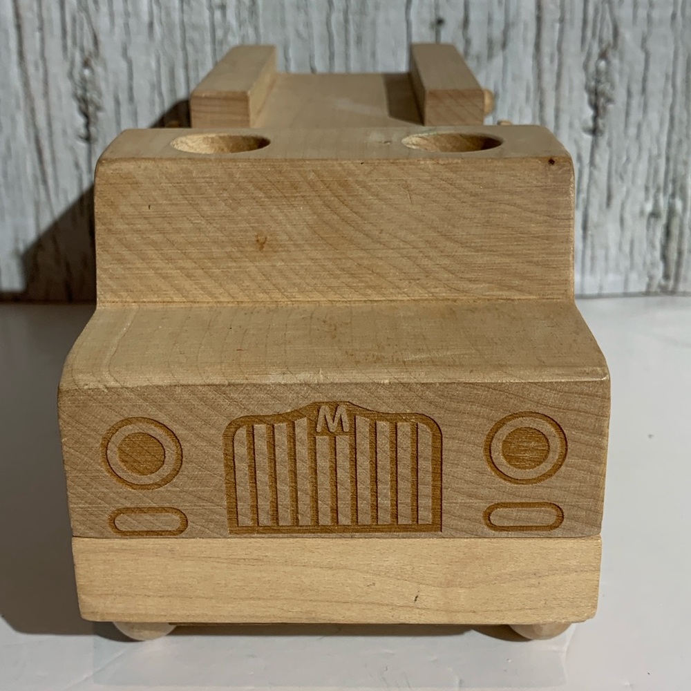 Solid Natural Wood Toy Fire Engine - Picture 3 of 8